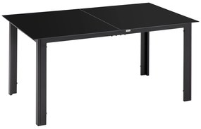 Outsunny Masă de grădină rectangulară din aluminiu și blat de sticlă securizat - 6 persoane 150 x 90 x 74 cm negru | Aosom Romania