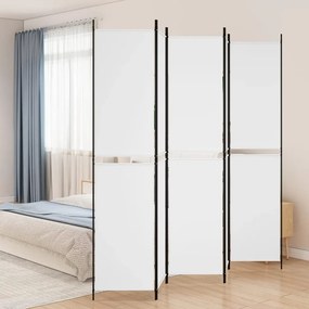 350250 vidaXL Paravan de cameră cu 5 panouri, alb, 250x220 cm, textil