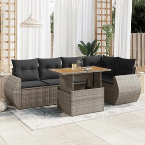 3327266 vidaXL Set mobilier grădină cu perne, 6 piese, gri, poliratan