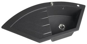Sapho - Chiuvetă de colț din granit pentru bucătărie 114 x 57,5 cm, negru