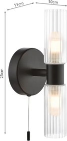 Där Lighting BOL0922 - Aplica de perete pentru baie BOLTON 2xG9/5W/230V IP44 neagră