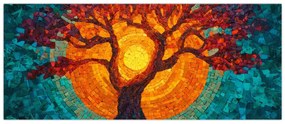 Tablou - Arborele vieții și soarele în mozaic (120x50 cm)