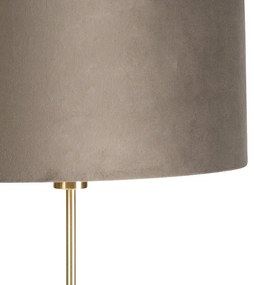 Lampă de podea auriu / alamă cu abajur de catifea taupe 40/40 cm - Parte