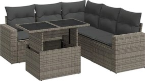 vidaXL Set mobilier grădină cu perne, 6 piese, gri, poliratan
