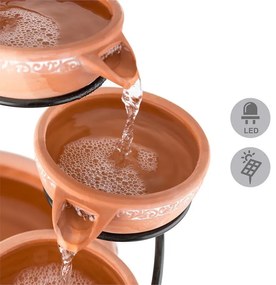 Empoli, fântână cascadă, teracotă, 5 nivele, 200 L / H, solară, LED, 2 W