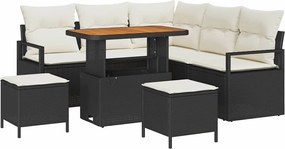 vidaXL Set de canapele pentru grădină cu pernă 8 pcs Negru și Crem