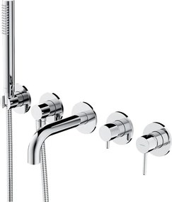Baterie cada-dus incastrata Omnires Y finisaj crom lucios 5 elemente cu corp ingropat pipa 17 cm