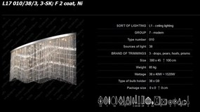 Lustra aplicata moderna cristal Bohemia, L-300cm L17 010/38/3, 3-SK; F 2 coat