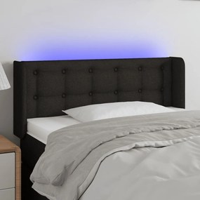3123654 vidaXL Tăblie de pat cu LED, negru, 93x16x78/88 cm, textil