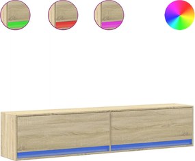 vidaXL Dulap TV de perete cu lumini LED, stejar sonoma, 180x31x38 cm