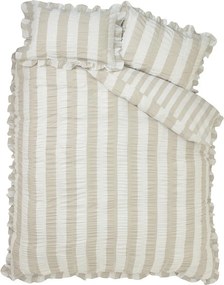 Lenjerie de pat bej pentru pat dublu cu 3 piese 200x200 cm Seersucker Frill Stripe – Catherine Lansfield