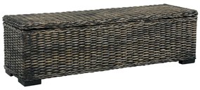 285798 vidaXL Ladă de depozitare, negru, 120 cm, ratan kubu și lemn de mango