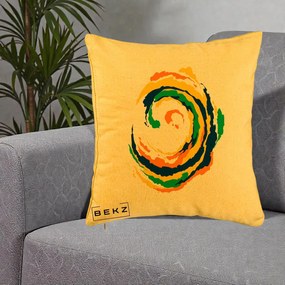Perna Decorativa Vortex Abstract Colorat, 40x40 cm, Galben, Husa Detasabila, Perna Inclusa, BEKZ®
