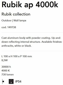 Aplica LED iluminat exterior IP54 Rubik ap 4000k ANTRACITE