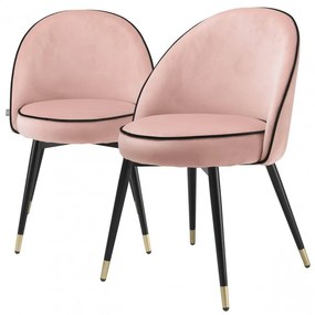 Set de 2 scaune design elegant LUX Cooper, catifea nude 114302 HZ