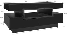 Măsuță de cafea cu bandă LED integrată, Negru | Aosom Romania