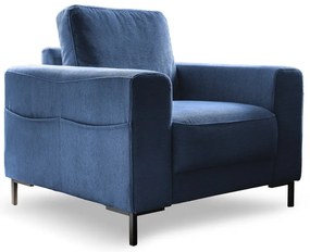 Fotoliu albastru închis cu tapițerie din catifea reiată Lofty Lilly – Miuform