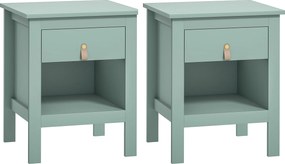 HOMCOM Lot de 2 noptiere cu sertar și compartiment deschis, 45 x 40 x 55 cm, verde | Aosom Romania