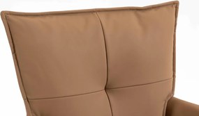 HR250W Scaun Piele Ecologică Premium Soft Culoare Caramel Bază Aurie