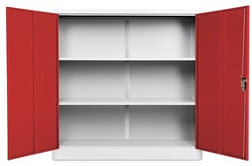Dulap metalic universal mediu 120 x 40 x 120 cm, încuietoare cilindrică, roșu - ral 3000
