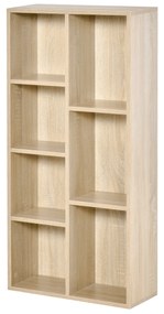 HOMCOM Bibliotecă de Lemn Raft de Cărți cu 7 Compartimente pentru Plante Fișiere 50x24x106 cm Roble | Aosom Romania