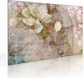 Tablou pe sticlă - Ornament de flori (70x50 cm)