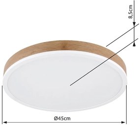 Plafoniera LED aluminiu alb, MDF aspect de lemn DORO 45cm