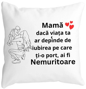 Perna Decorativa pentru Mama 10,40x40 cm, Alba, Mata, Husa Detasabila, Burduf