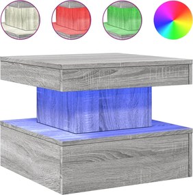 vidaXL Măsuță de cafea cu lumini LED, gri sonoma, 50x50x40 cm