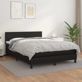 3141005 vidaXL Pat box spring cu saltea, negru, 140x200 cm, piele ecologică