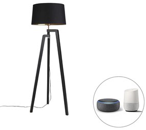 Lampă de podea inteligentă cu abajur negru cu auriu 50 cm inclusiv Wifi A60 - Puros