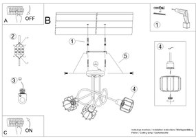 Lustră pe tijă BELUCI 3xE14/40W/230V neagră Sollux SL.1118