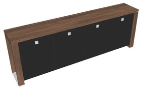 Dulap mic Verno+ 260 x 46 x 90 cm, uși de sticlă, nuc / negru