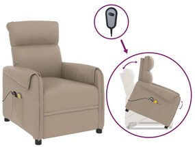 3143380 vidaXL Fotoliu masaj cu ridicare verticală, cappuccino piele ecologică