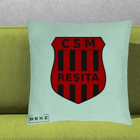 Perna Personalizata CSM Resita Fotbal, 40x40 cm, Verde Menta, Husa Detasabila, Perna Inclusa, BEKZ®