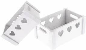 Set lădițe decorative din lemn Hearts 2 buc., alb