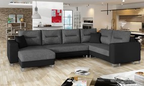 Canapea modulara, extensibila, cu spatiu pentru depozitare, 312x95x210 cm, Dorado L01, Eltap (Culoare: Negru)