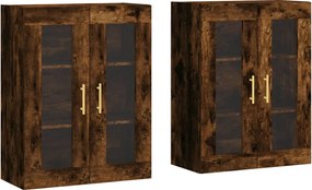 vidaXL Dulapuri de perete, 2 buc., stejar afumat, lemn prelucrat
