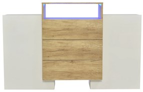 Comodă Modernă cu LED Multicolor, Alb+Culoare naturală | Aosom Romania