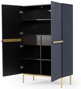 Dulap Nicole - MDF albastru marin / picioare aurii