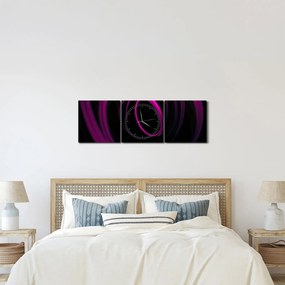 Tablou - linii violete (cu ceas) (90x30 cm)