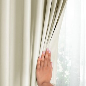 Draperie crem dimout (semi-opacă) din catifea 140x270 cm Pleat – Restilo