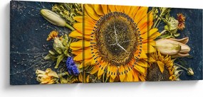 Tablou - Flori de toamnă (cu ceas) (90x30 cm)