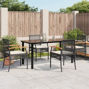 vidaXL Set mobilier de grădină cu perne, 5 piese, negru, poliratan