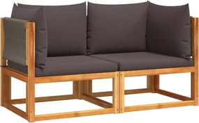 vidaXL Canapea de grădină de colț cu perne, 2 buc., lemn de salcâm și frânghie