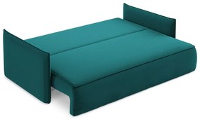 Canapea turcoaz extensibilă/cu spațiu de depozitare cu tapițerie din catifea 225 cm Hula – Makamii