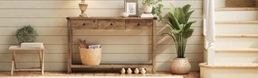 MAM13 - Masa Consola, 120 cm, masuta hol, living, dining, dormitor - Maro / Alb antichizat