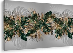 Tablou - Frunze tropicale, Galben - auriu (90x60 cm)