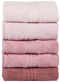 Set 4 prosoape baie Rainbow Powder, 70 x 140 cm, roz pudră