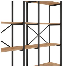 Etajeră negru/natural cu aspect de lemn de stejar 144x175 cm Dusan – Marckeric